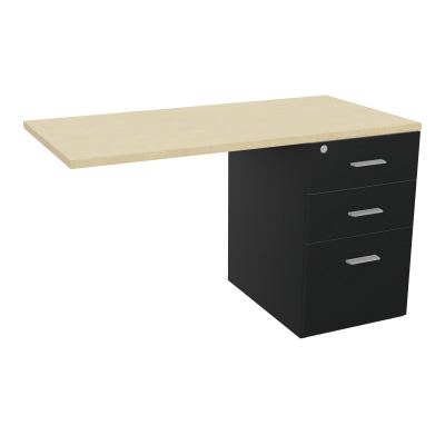 RETOUR SUR CAISSON HAUTEUR BUREAU P60XL120 - 3 TIROIRS DONT 1DS TOP EP25MM R9 N8 SB