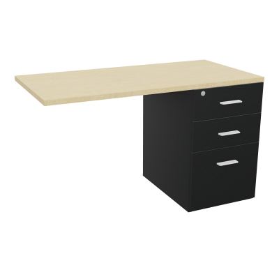 RETOUR SUR CAISSON HAUTEUR BUREAU P60XL120 - 3 TIROIRS DONT 1DS TOP EP25MM R9 N8 SO