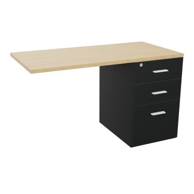 RETOUR SUR CAISSON HAUTEUR BUREAU P60XL120 - 3 TIROIRS DONT 1DS TOP EP25MM R9 R1 SO