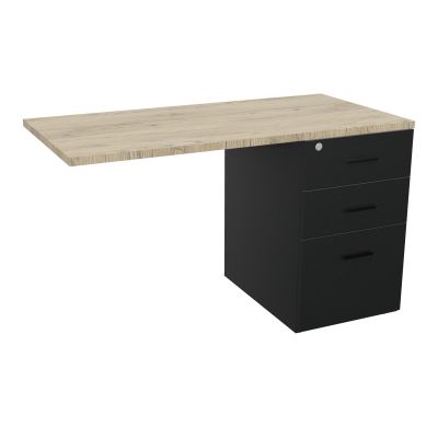 RETOUR SUR CAISSON HAUTEUR BUREAU P60XL120 - 3 TIROIRS DONT 1DS TOP EP25MM R9 R3 SG