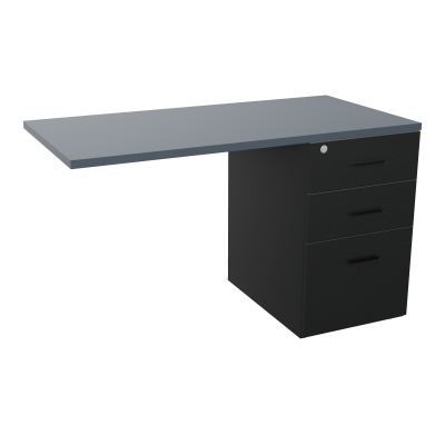 RETOUR SUR CAISSON HAUTEUR BUREAU P60XL120 - 3 TIROIRS DONT 1DS TOP EP25MM R9 R6 SG