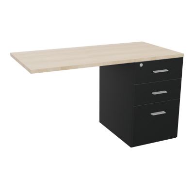 RETOUR SUR CAISSON HAUTEUR BUREAU P60XL120 - 3 TIROIRS DONT 1DS TOP EP25MM R9 RZ SB