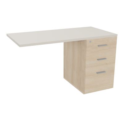 RETOUR SUR CAISSON HAUTEUR BUREAU P60XL120 - 3 TIROIRS DONT 1DS TOP EP25MM RZ N5 SB