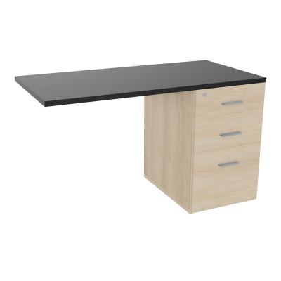 RETOUR SUR CAISSON HAUTEUR BUREAU P60XL120 - 3 TIROIRS DONT 1DS TOP EP25MM RZ R9 SB