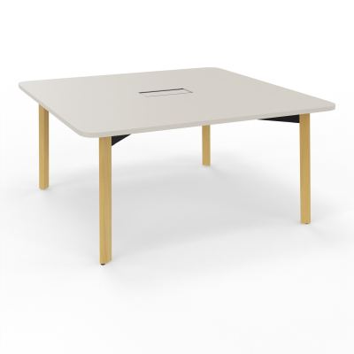 KARL TABLE DE REUNION CARRE L150XP150 AVEC TRAPPE CENTRALE PIED BOIS