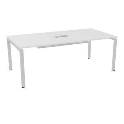 RIO TABLE DE REUNION P100X200 PL PERCE TRAPPE CENTRALE DOUBLE ACCES + GOULOTTE  MG SD