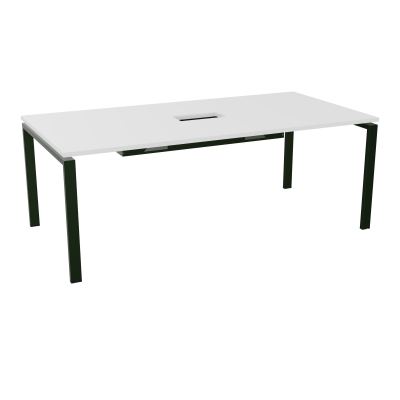 RIO TABLE DE REUNION P100X200 PL PERCE TRAPPE CENTRALE DOUBLE ACCES + GOULOTTE  MG ST