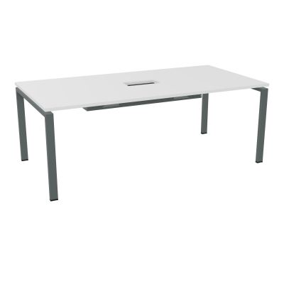 RIO TABLE DE REUNION P100X200 PL PERCE TRAPPE CENTRALE DOUBLE ACCES + GOULOTTE  MG SU