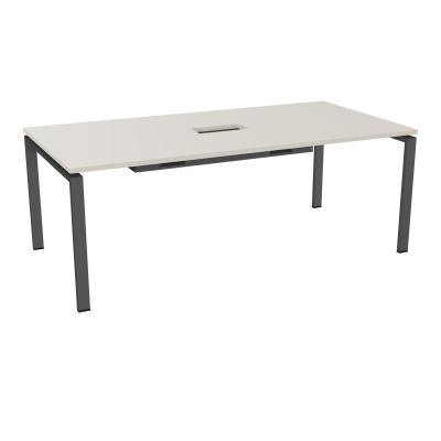 RIO TABLE DE REUNION P100X200 PL PERCE TRAPPE CENTRALE DOUBLE ACCES + GOULOTTE  N5 SC