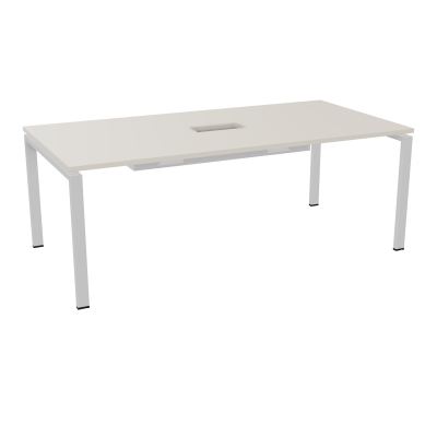 RIO TABLE DE REUNION P100X200 PL PERCE TRAPPE CENTRALE DOUBLE ACCES + GOULOTTE  N5 SD