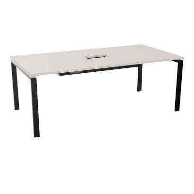 RIO TABLE DE REUNION P100X200 PL PERCE TRAPPE CENTRALE DOUBLE ACCES + GOULOTTE  N5 SG
