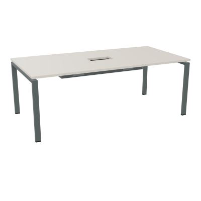 RIO TABLE DE REUNION P100X200 PL PERCE TRAPPE CENTRALE DOUBLE ACCES + GOULOTTE  N5 SU