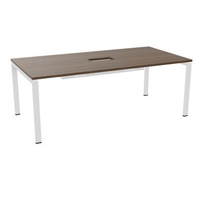 RIO TABLE DE REUNION P100X200 PL PERCE TRAPPE CENTRALE DOUBLE ACCES + GOULOTTE  N6 SO