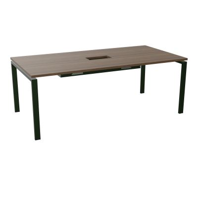 RIO TABLE DE REUNION P100X200 PL PERCE TRAPPE CENTRALE DOUBLE ACCES + GOULOTTE  N6 ST
