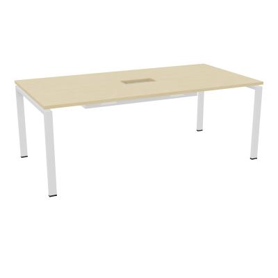RIO TABLE DE REUNION P100X200 PL PERCE TRAPPE CENTRALE DOUBLE ACCES + GOULOTTE  N8 ZO