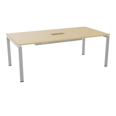 RIO TABLE DE REUNION P100X200 PL PERCE TRAPPE CENTRALE DOUBLE ACCES + GOULOTTE  R1 SA
