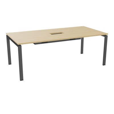 RIO TABLE DE REUNION P100X200 PL PERCE TRAPPE CENTRALE DOUBLE ACCES + GOULOTTE  R1 SC