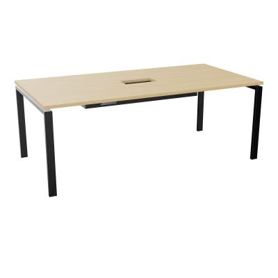 RIO TABLE DE REUNION P100X200 PL PERCE TRAPPE CENTRALE DOUBLE ACCES + GOULOTTE  R1 SG