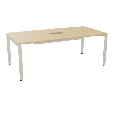 RIO TABLE DE REUNION P100X200 PL PERCE TRAPPE CENTRALE DOUBLE ACCES + GOULOTTE  R1 ZC
