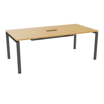RIO TABLE DE REUNION P100X200 PL PERCE TRAPPE CENTRALE DOUBLE ACCES + GOULOTTE  R5 SC