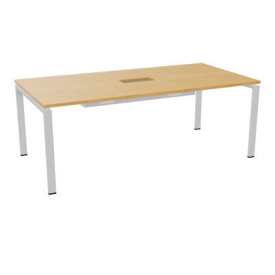 RIO TABLE DE REUNION P100X200 PL PERCE TRAPPE CENTRALE DOUBLE ACCES + GOULOTTE  R5 SD