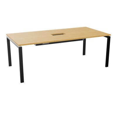 RIO TABLE DE REUNION P100X200 PL PERCE TRAPPE CENTRALE DOUBLE ACCES + GOULOTTE  R5 SG