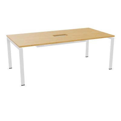 RIO TABLE DE REUNION P100X200 PL PERCE TRAPPE CENTRALE DOUBLE ACCES + GOULOTTE  R5 SO