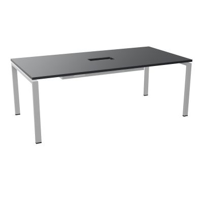 RIO TABLE DE REUNION P100X200 PL PERCE TRAPPE CENTRALE DOUBLE ACCES + GOULOTTE  R9 SA