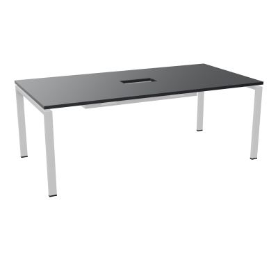 RIO TABLE DE REUNION P100X200 PL PERCE TRAPPE CENTRALE DOUBLE ACCES + GOULOTTE  R9 SD