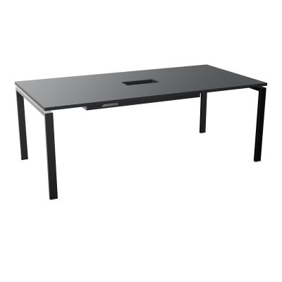 RIO TABLE DE REUNION P100X200 PL PERCE TRAPPE CENTRALE DOUBLE ACCES + GOULOTTE  R9 SG