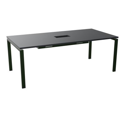RIO TABLE DE REUNION P100X200 PL PERCE TRAPPE CENTRALE DOUBLE ACCES + GOULOTTE  R9 ST