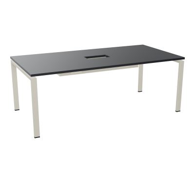 RIO TABLE DE REUNION P100X200 PL PERCE TRAPPE CENTRALE DOUBLE ACCES + GOULOTTE  R9 ZC