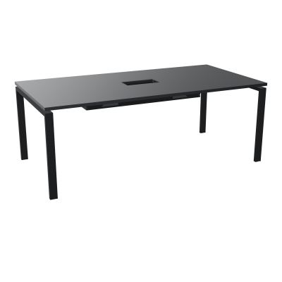 RIO TABLE DE REUNION P100X200 PL PERCE TRAPPE CENTRALE DOUBLE ACCES + GOULOTTE  R9 ZP