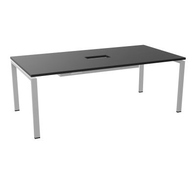 RIO TABLE DE REUNION P100X200 PL PERCE TRAPPE CENTRALE DOUBLE ACCES + GOULOTTE  RK SA