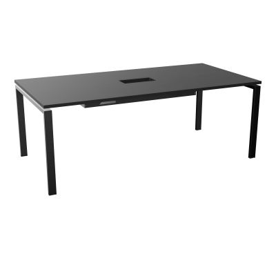 RIO TABLE DE REUNION P100X200 PL PERCE TRAPPE CENTRALE DOUBLE ACCES + GOULOTTE  RK SG