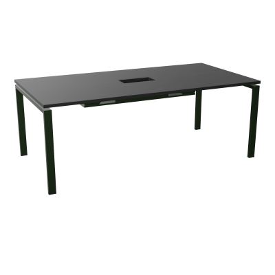 RIO TABLE DE REUNION P100X200 PL PERCE TRAPPE CENTRALE DOUBLE ACCES + GOULOTTE  RK ST