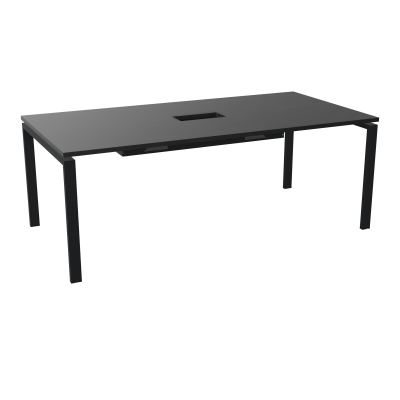 RIO TABLE DE REUNION P100X200 PL PERCE TRAPPE CENTRALE DOUBLE ACCES + GOULOTTE  RK ZP