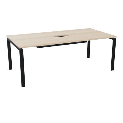 RIO TABLE DE REUNION P100X200 PL PERCE TRAPPE CENTRALE DOUBLE ACCES + GOULOTTE  RZ ZP