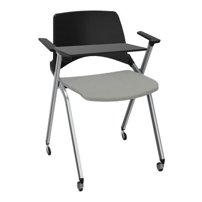 EMI CHAISE 4P RLT DOS POLYP / ASS FIXE TISSU AVEC ACCOUDOIRS+TABLETTE A DROITE PU CA SQ