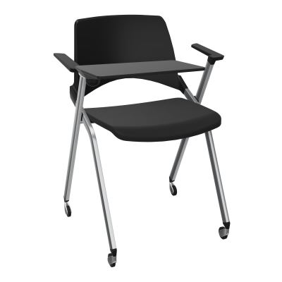 EMI CHAISE 4P RLT DOS POLYP / ASS FIXE TISSU AVEC ACCOUDOIRS+TABLETTE A DROITE PU CB SQ