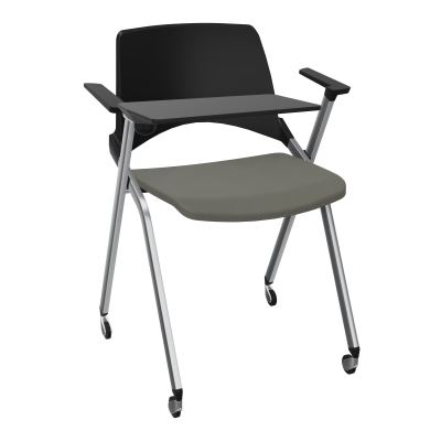 EMI CHAISE 4P RLT DOS POLYP / ASS FIXE TISSU AVEC ACCOUDOIRS+TABLETTE A DROITE PU CH SQ