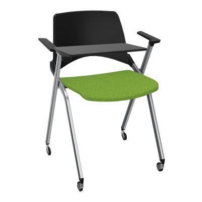 EMI CHAISE 4P RLT DOS POLYP / ASS PIVOT TISSU AVEC ACCOUDOIRS+TABLETTE A DROITE PU BK SQ