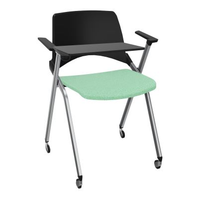 EMI CHAISE 4P RLT DOS POLYP / ASS PIVOT TISSU AVEC ACCOUDOIRS+TABLETTE A DROITE PU E4 SQ