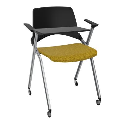 EMI CHAISE 4P RLT DOS POLYP / ASS PIVOT TISSU AVEC ACCOUDOIRS+TABLETTE A DROITE PU E9 SQ