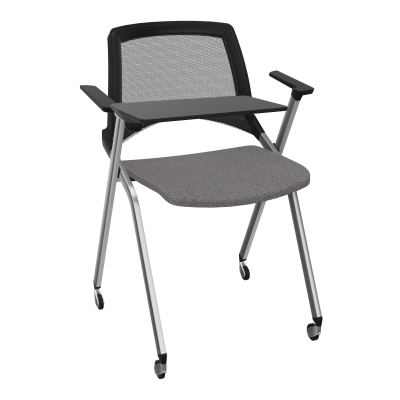 EMI CHAISE 4P RLT DOS RESIL / ASS PIVOT TISSU AVEC ACCOUDOIRS+TABLETTE A DROITE UH BN SQ