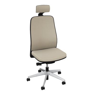 LEON SY LATERAL+TETIERE-DOS TISSU-COQUE ARRIERE NOIR-ROUL SOL DUR 50 MM