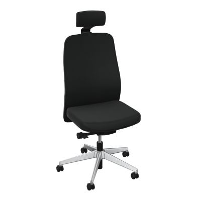 LEON SY LATERAL+TETIERE-DOS TISSU-COQUE ARRIERE NOIR-ROUL SOL DUR 50 MM
