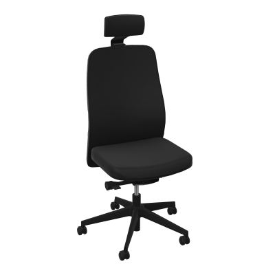 LEON SY LATERAL+TETIERE-DOS/ASS TISSU-CADRE NOIR-ROUL SPLE FREIN HORS CHARGE 50 MM