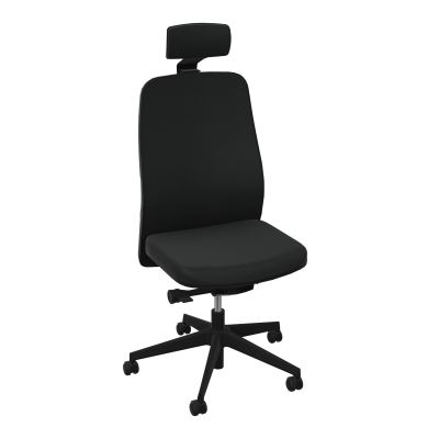 LEON SY LATERAL+TETIERE-DOS/ASS TISSU-CADRE NOIR-ROUL SPLE FREIN HORS CHARGE 50 MM