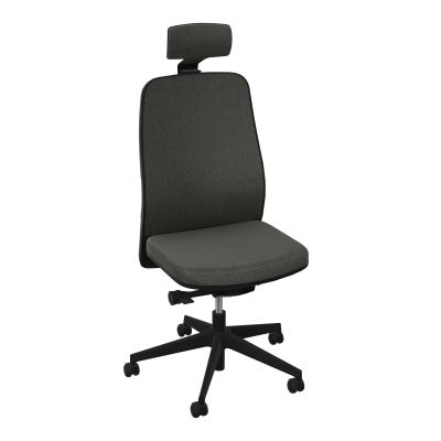 LEON SY LATERAL+TETIERE-DOS/ASS TISSU-CADRE NOIR-ROUL SPLE FREIN EN CHARGE 50 MM